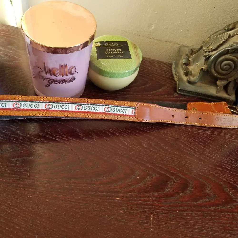 Vintage Rare Gucci Accessory Collection leather canvas belt small - Picture 4 of 8